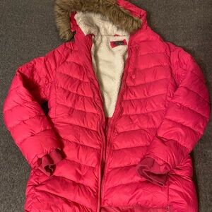 Eddie Bauer Pink and Cream Faux Fur Jacket